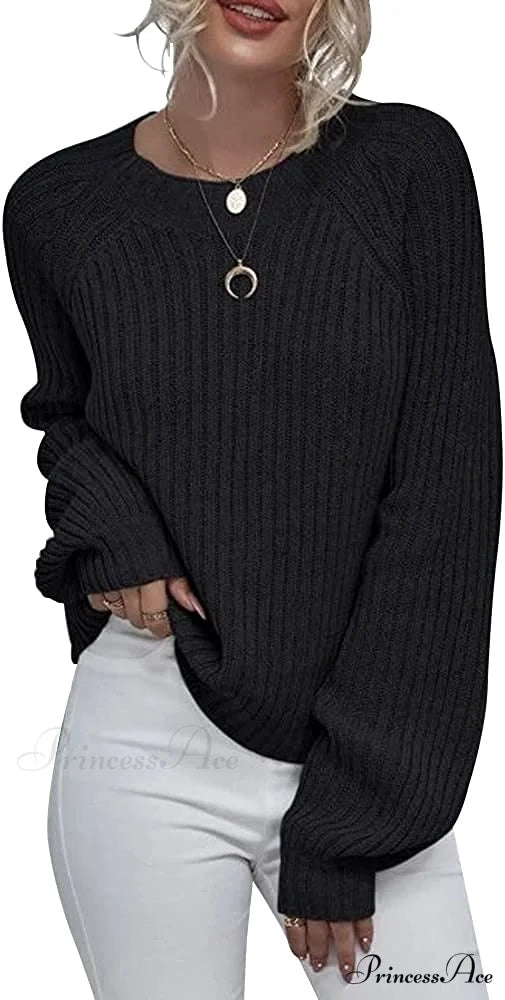 Womens Crew Neck Pullover Oversized Sweater