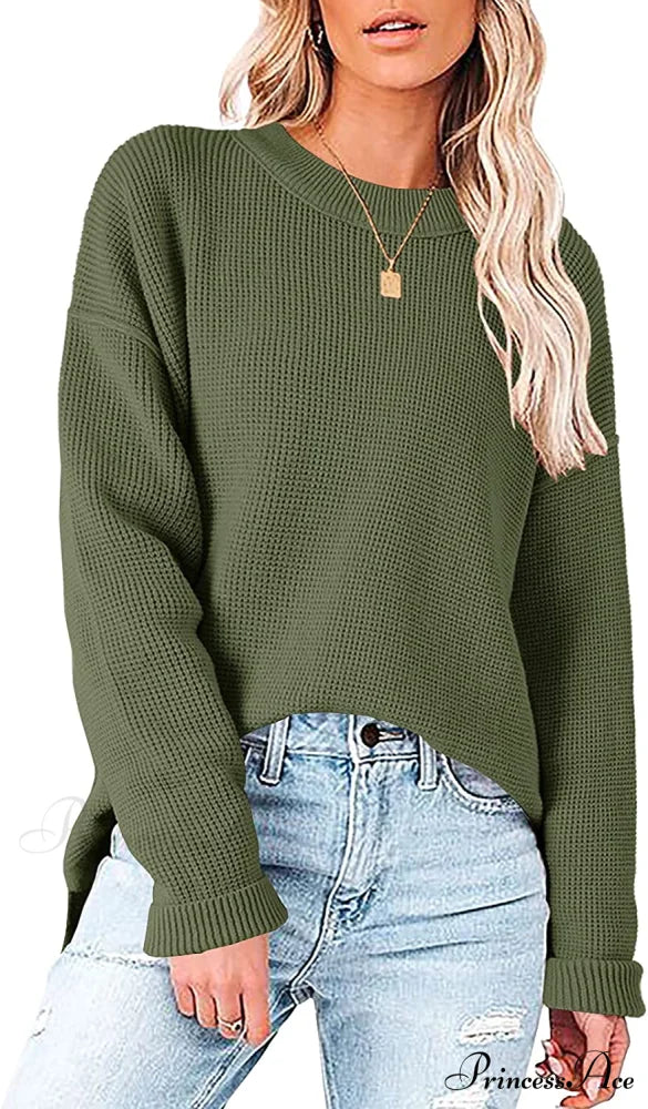 Womens Fall Sweater Crew Neck Long Sleeve Pullover Sweaters
