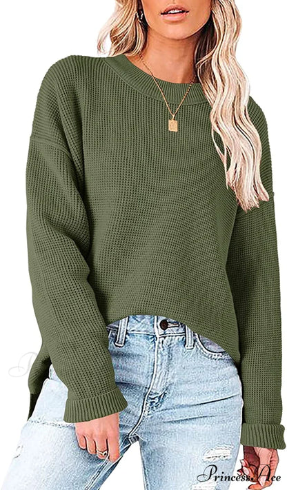 Womens Fall Sweater Crew Neck Long Sleeve Pullover Sweaters