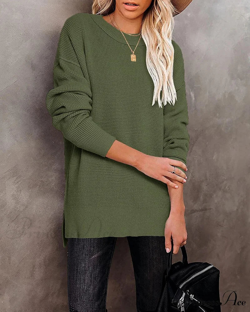 Womens Fall Sweater Crew Neck Long Sleeve Pullover Sweaters