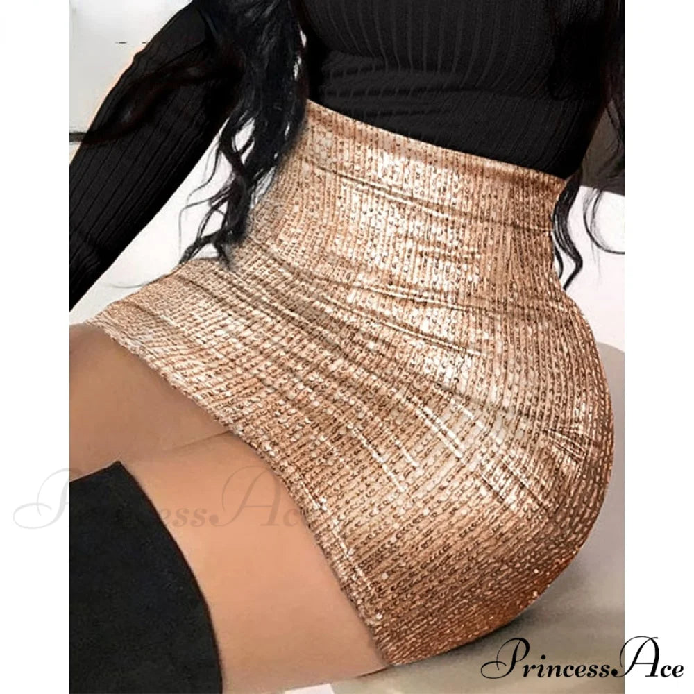Women’s High Waist Sequin Mini Skirt