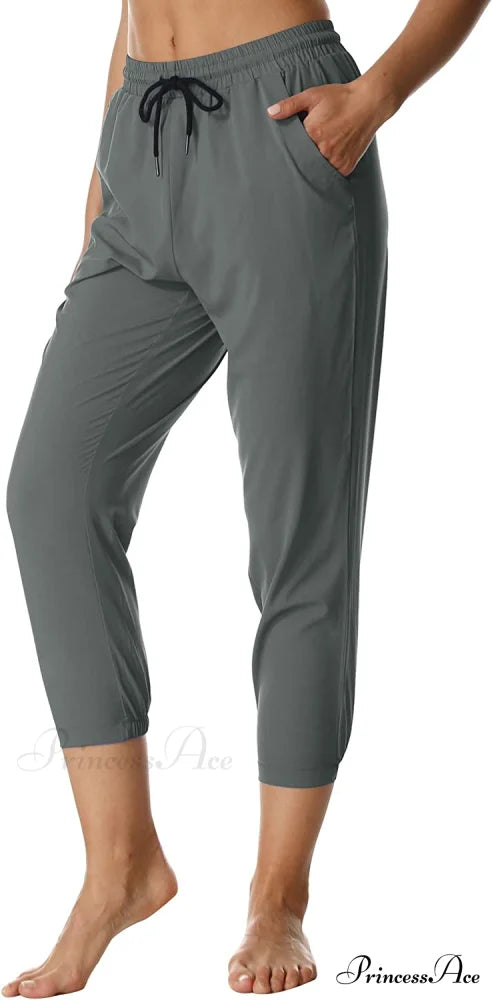 Women’s Hiking Capris Outdoor Quick Dry Pants Capri-grey / Large