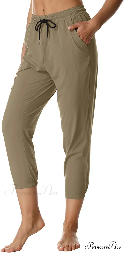 Women’s Hiking Capris Outdoor Quick Dry Pants Lightweight Capri-khaki / X-Large