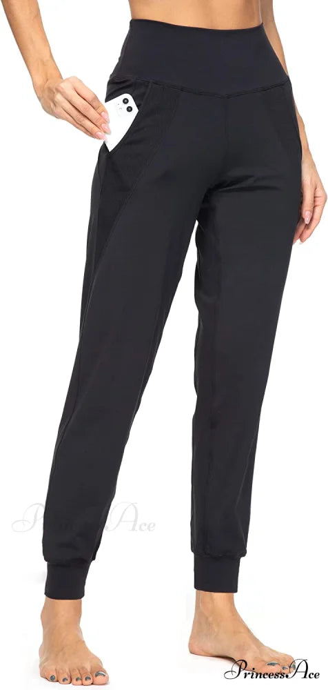 Women’s Joggers with Pockets High Waisted Athletic Sports Pants 006black / X-Large