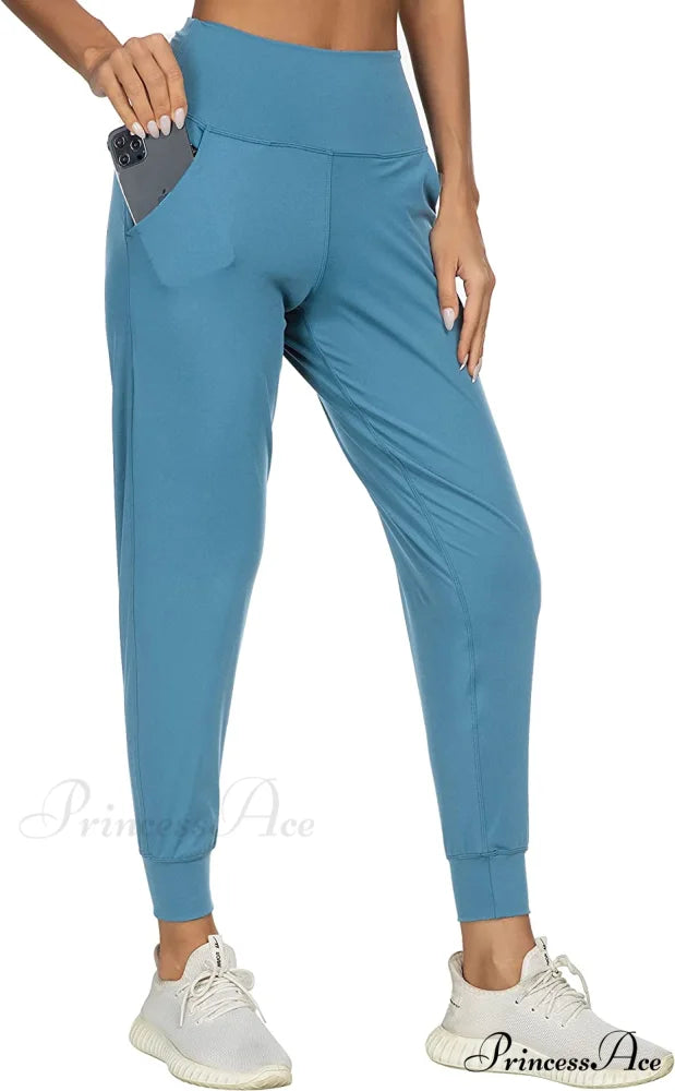 Women’s Joggers with Pockets High Waisted Athletic Sports Pants Blue Green / XX-Large