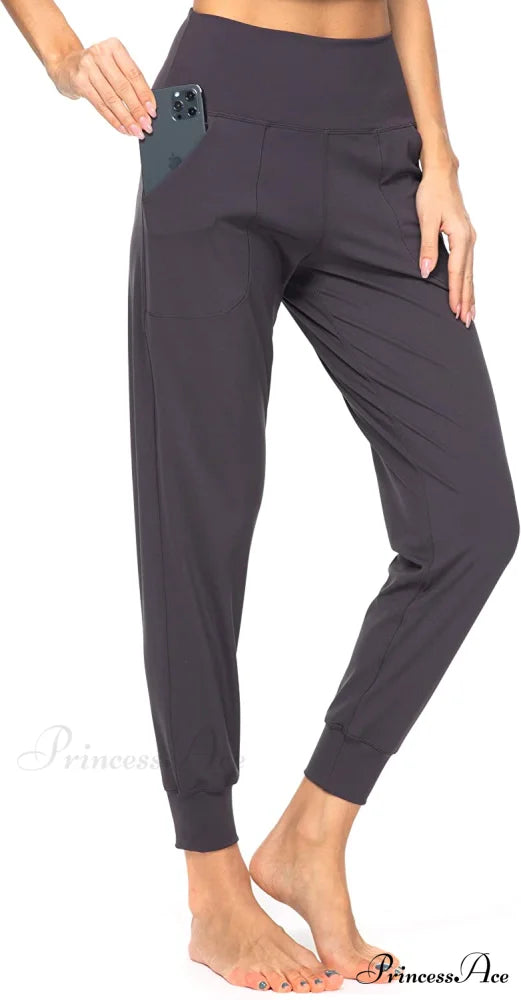 Women’s Joggers with Pockets High Waisted Athletic Sports Pants Dark Gray / X-Small