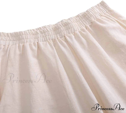 Womens Linen Capri Pants with Pockets Full Elastic Waistband Casual Pants