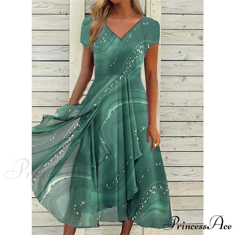 Women’s Long Chiffon Stitching Lace Female Bridesmaids Elegant Maxi Pure Color Round Neck Long Vestidos Dress