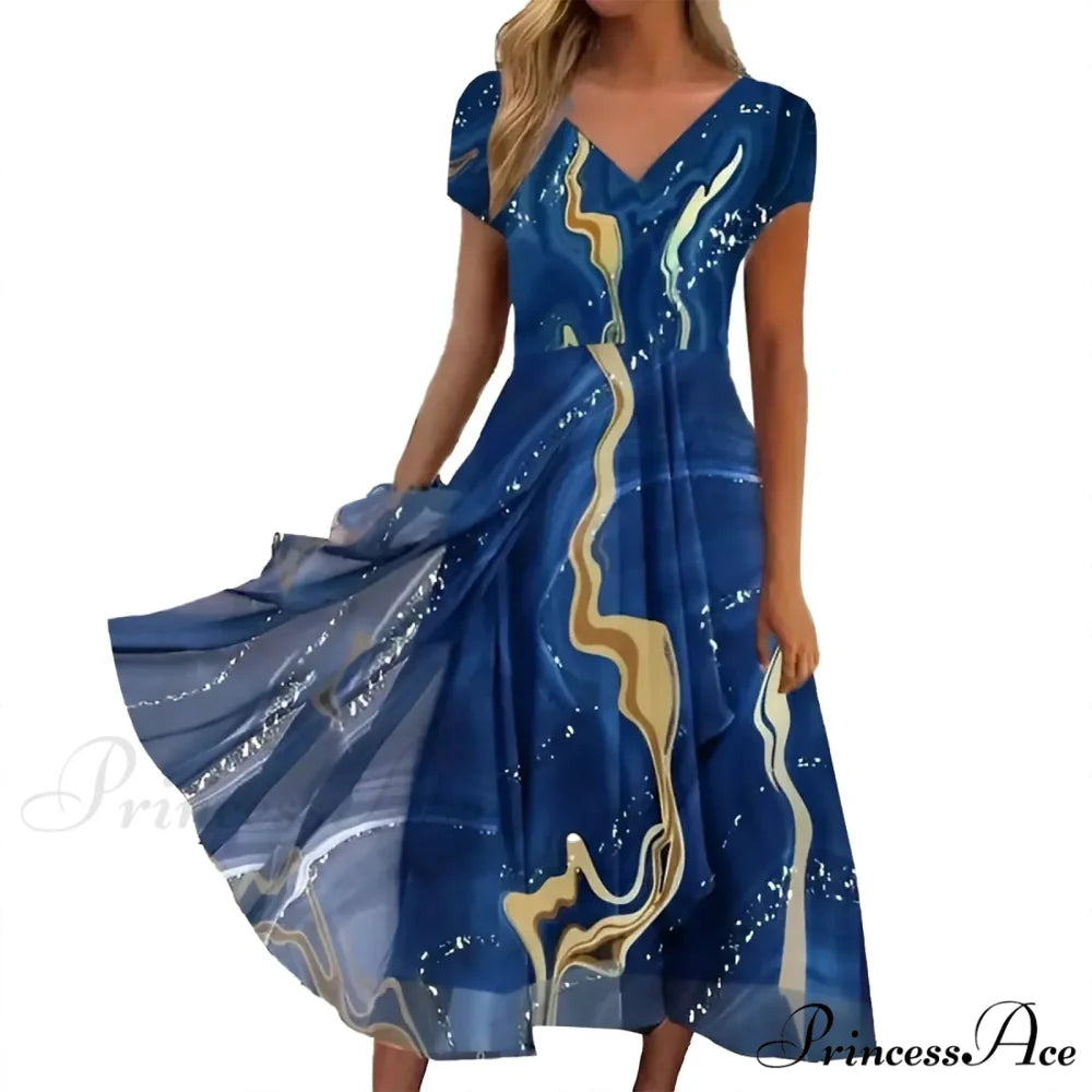 Women’s Long Chiffon Stitching Lace Female Bridesmaids Elegant Maxi Pure Color Round Neck Long Vestidos Dress YELLOW / S