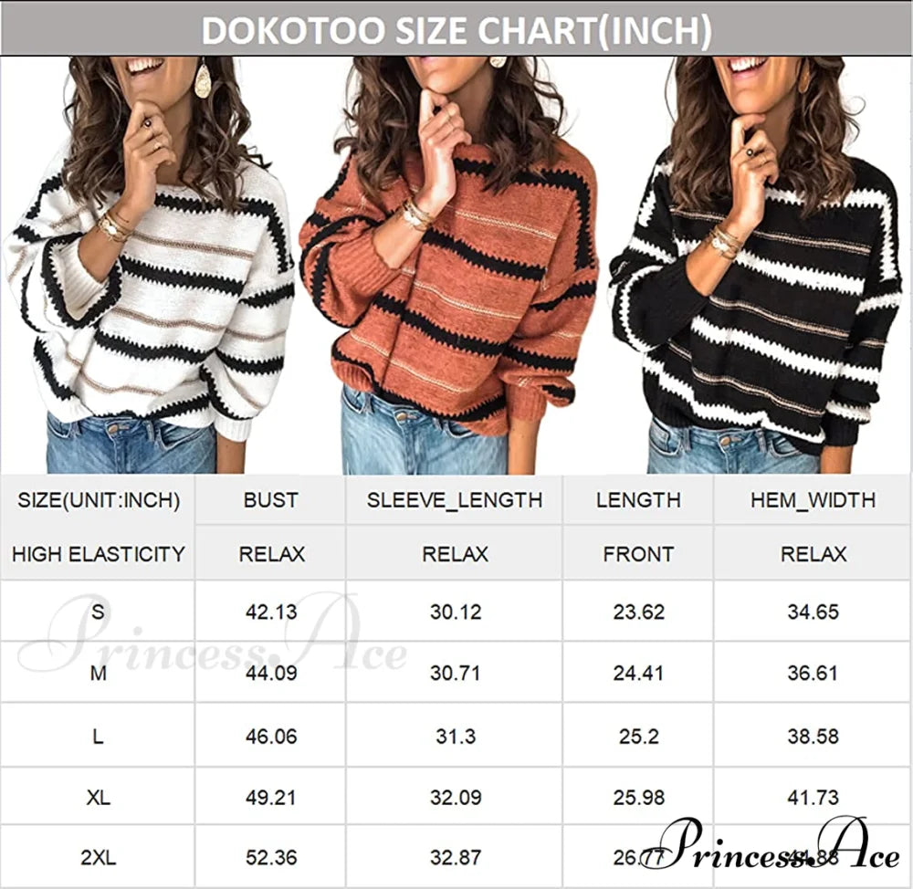 Womens Long Sleeve Crewneck Pullover Knit Jumper Tops
