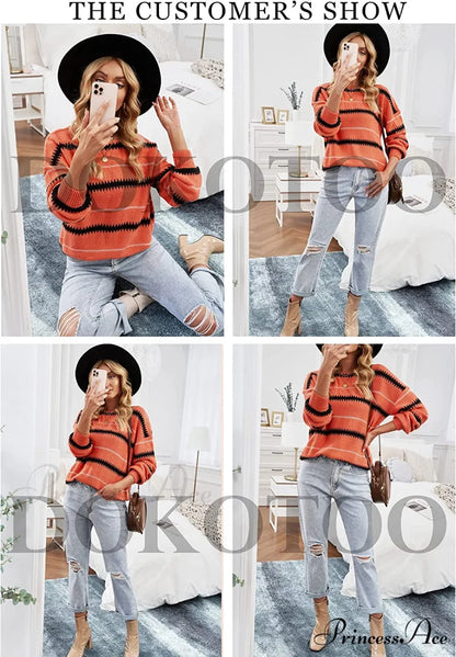 Womens Long Sleeve Crewneck Pullover Knit Jumper Tops