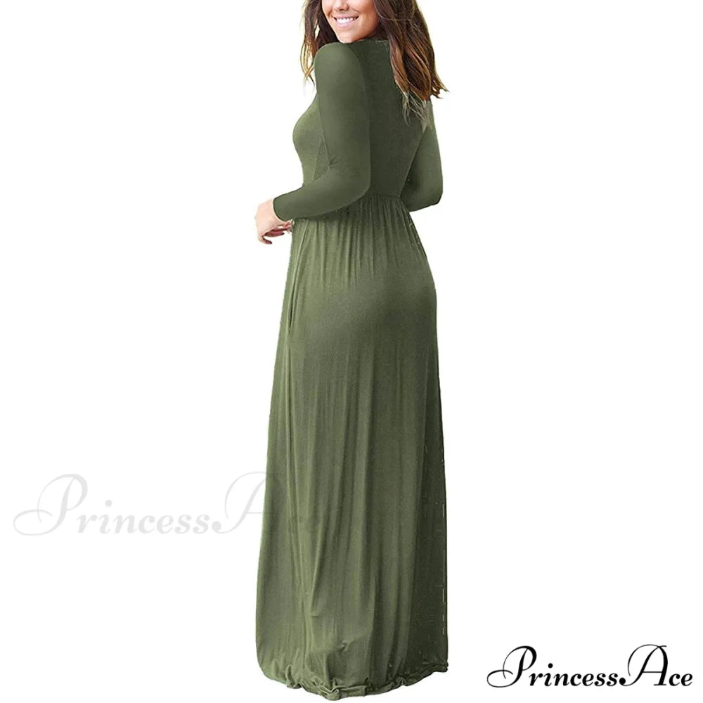Women’s Long Sleeve Maxi Dress with Pockets
