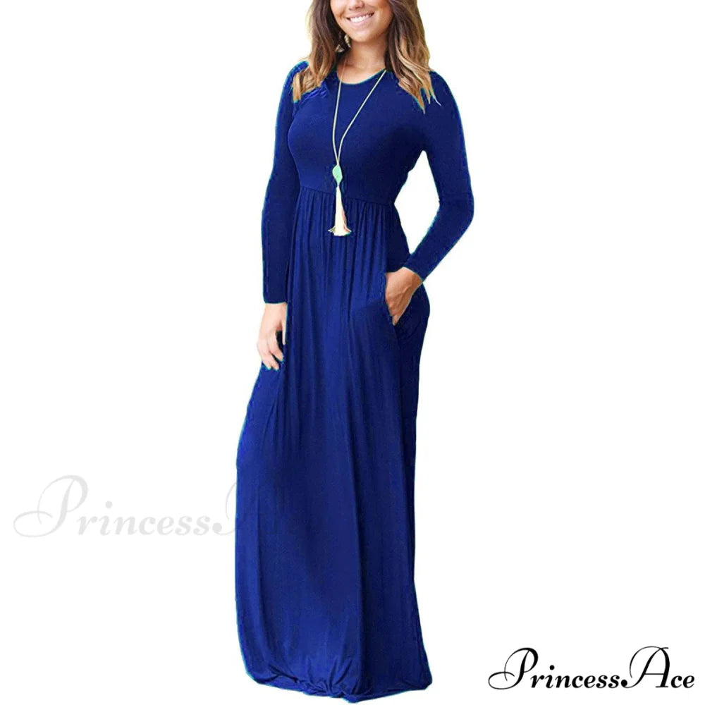 Women’s Long Sleeve Maxi Dress with Pockets