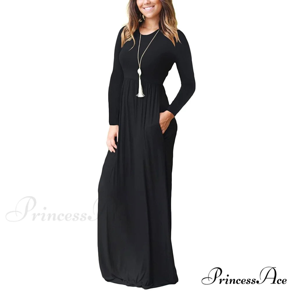 Women’s Long Sleeve Maxi Dress with Pockets
