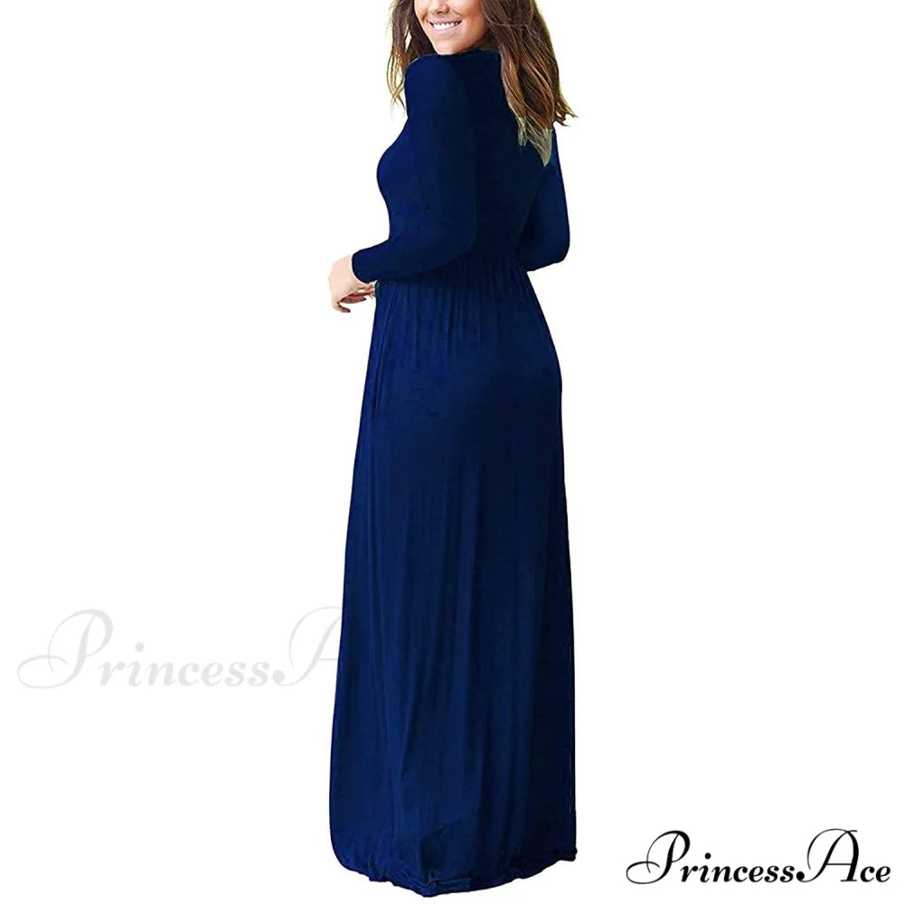 Women’s Long Sleeve Maxi Dress with Pockets