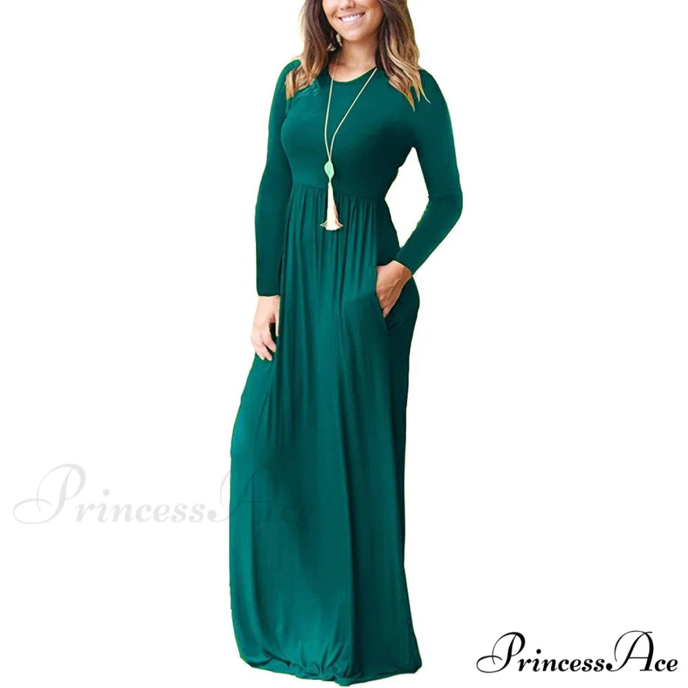 Women’s Long Sleeve Maxi Dress with Pockets