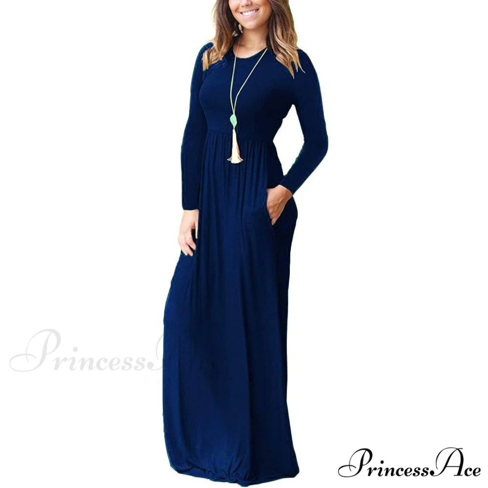 Women’s Long Sleeve Maxi Dress with Pockets