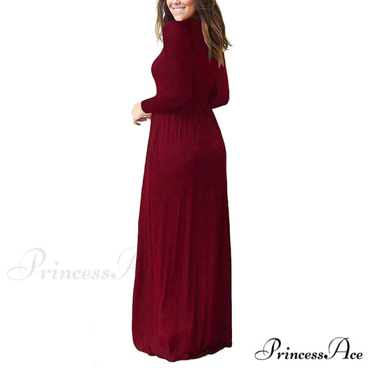 Women’s Long Sleeve Maxi Dress with Pockets
