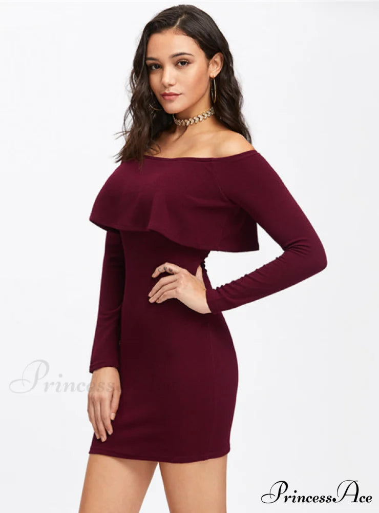Womens Long Sleeve Mini Dress for Autumn and Winter