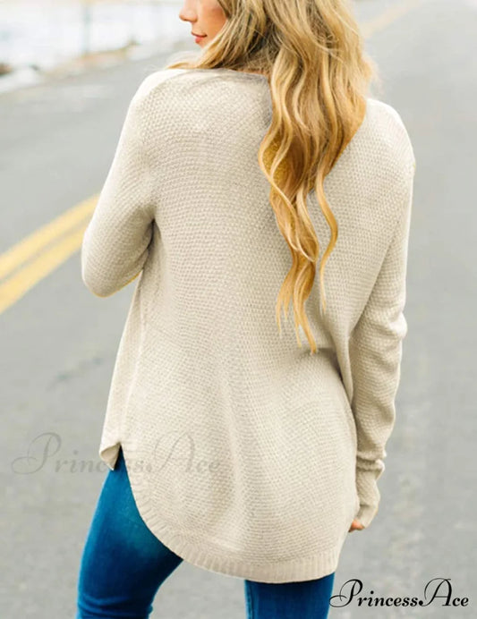 Women’s Long Sleeve Oversized Crew Neck Knit Pullover