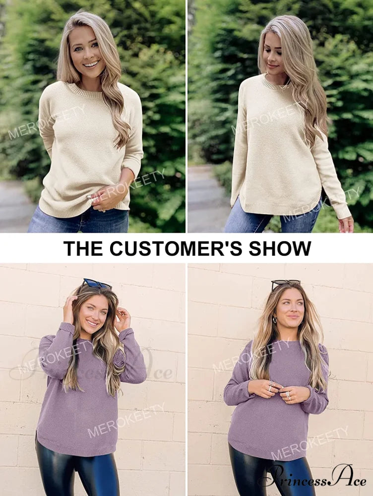Women’s Long Sleeve Oversized Crew Neck Knit Pullover