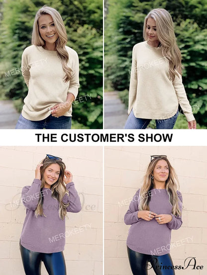 Women’s Long Sleeve Oversized Crew Neck Knit Pullover