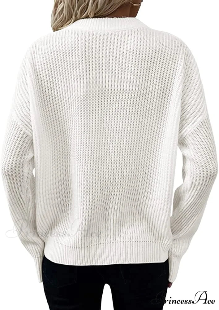 Women’s Loose Button V Neck Long Sleeve Sweater
