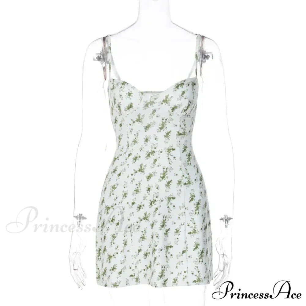 Women’s Short Breasted SlimLarge Backless Sleeveless Sun Vacation Floral Dress