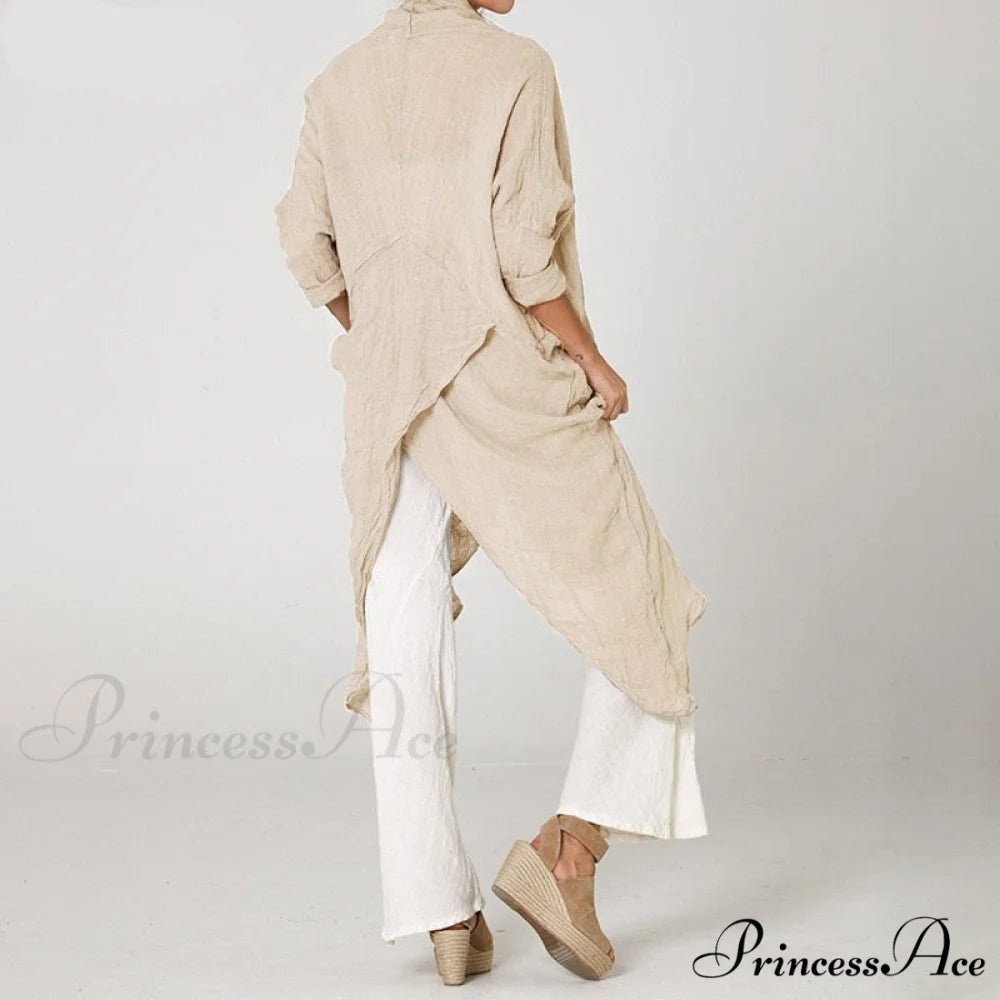 Women’s Solid Asymmetrical and Neck - Cowl Fashion Warm-Season Top Vintage with Blouse Hem