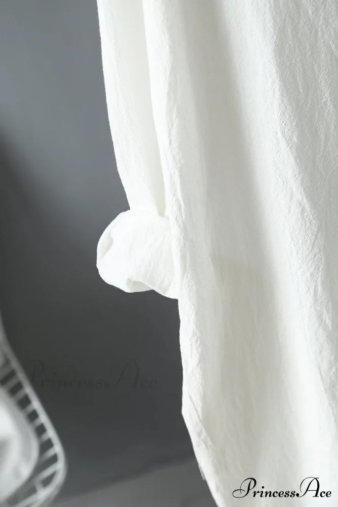 Women’s Spring/Autumn Arm - Fit Blouse Loose Casual Gown with Long Buttons