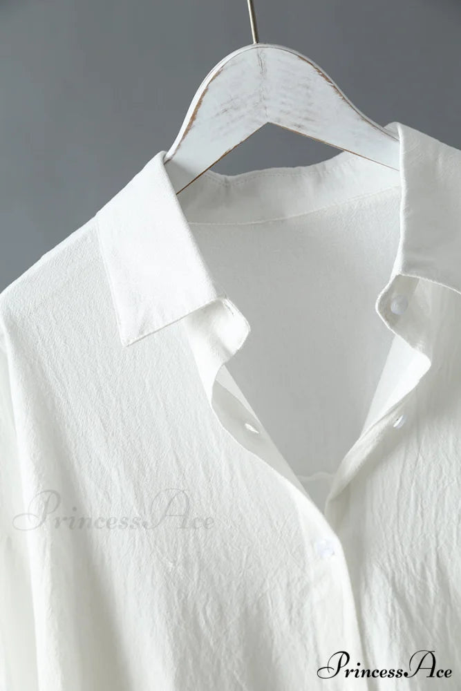 Women’s Spring/Autumn Arm - Fit Blouse Loose Casual Gown with Long Buttons