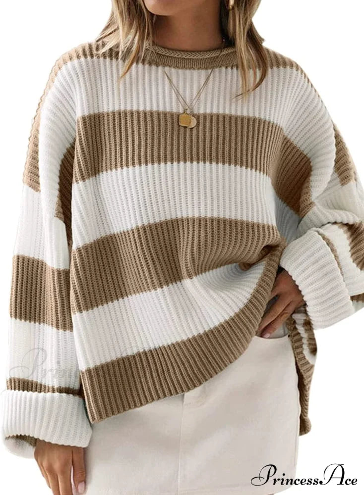 Women’s Striped Color Comfy Knitted Sweater