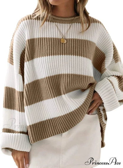 Women’s Striped Color Comfy Knitted Sweater