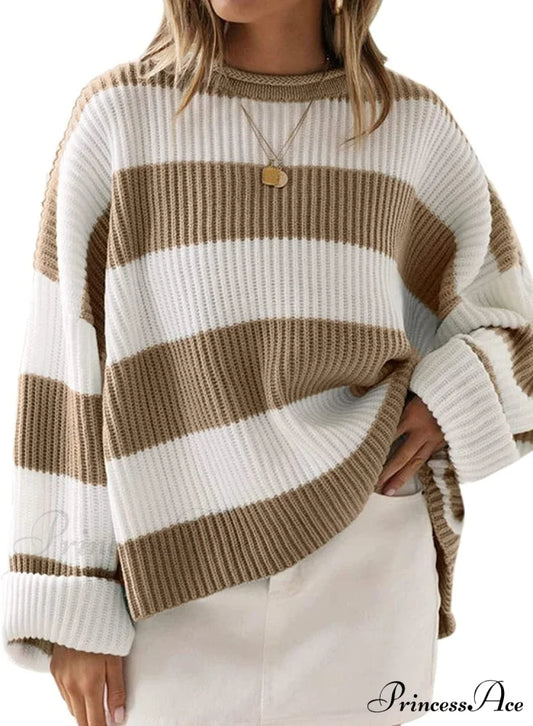 Women’s Striped Color Comfy Knitted Sweater