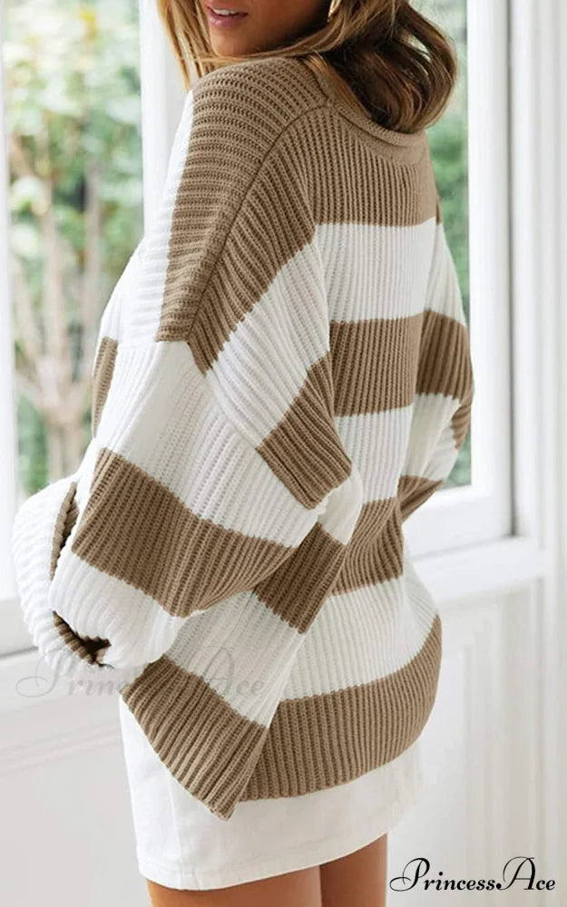 Women’s Striped Color Comfy Knitted Sweater