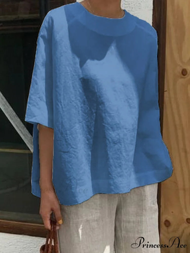Women’s Tunic Blouse Casual Shirt Blue / S