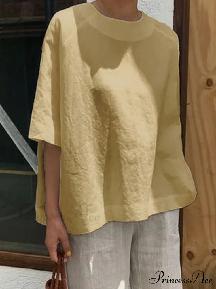 Women’s Tunic Blouse Casual Shirt Yellow / S