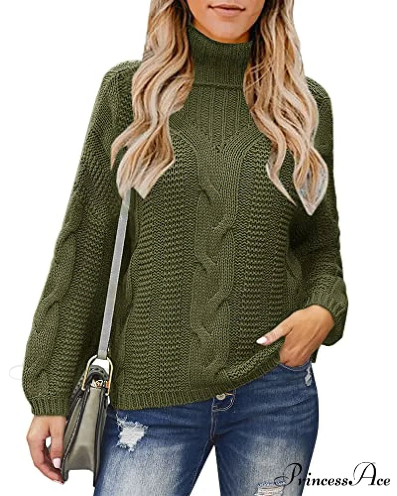 Womens Turtleneck Loose Oversized Chunky Knitted Sweater