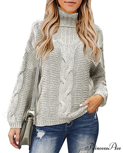 Womens Turtleneck Loose Oversized Chunky Knitted Sweater
