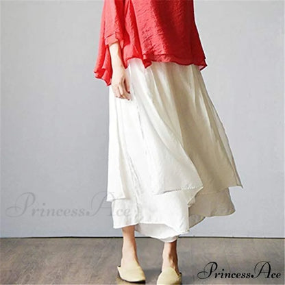 Women’s Wide Leg Pants Loose Layer Elastic Waist Capris