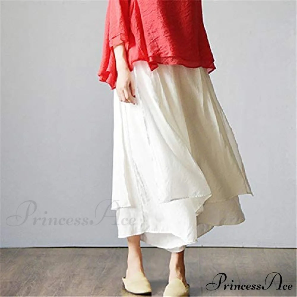 Women’s Wide Leg Pants Loose Layer Elastic Waist Capris