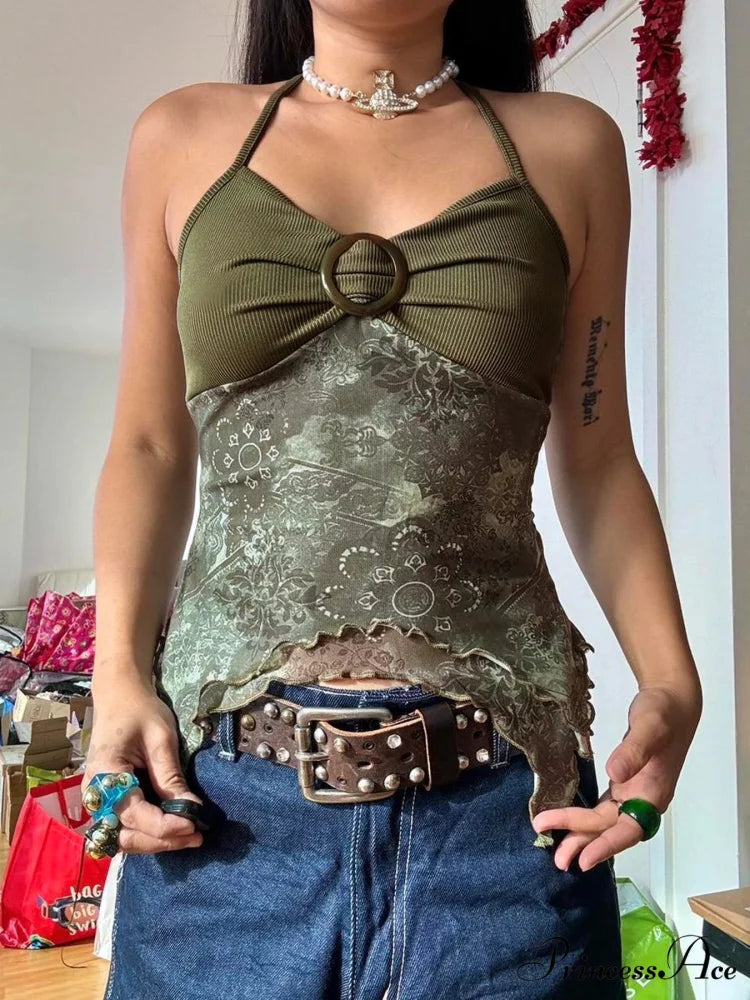 Woodland Emerald Unevenly Cut Top croptop-250223