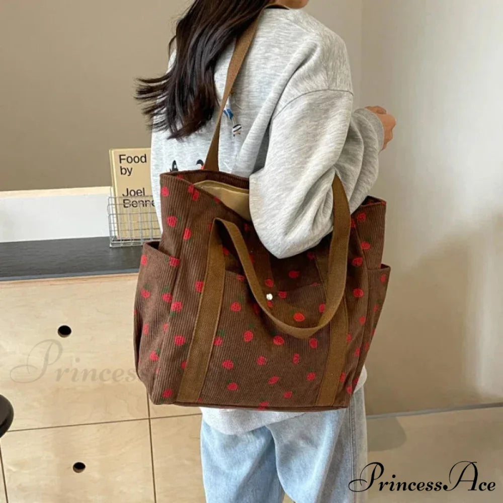 Woodland Ribbed Basic Shoulder Bag shoulder-250126