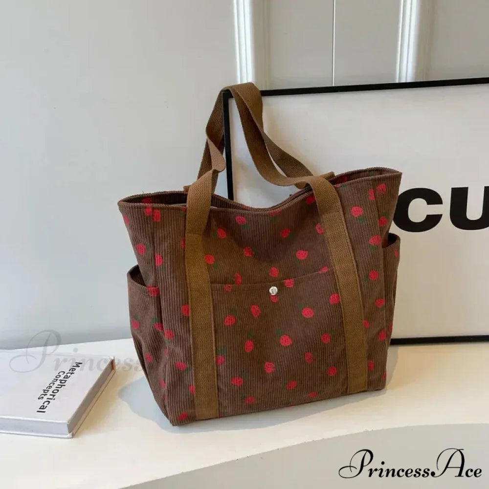 Woodland Ribbed Basic Shoulder Bag Brown shoulder-250126