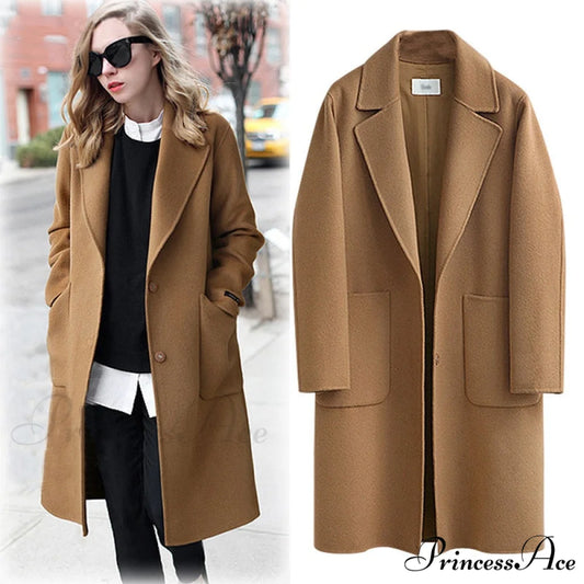Wool Baggy Long Solid Simple All-match Overcoat