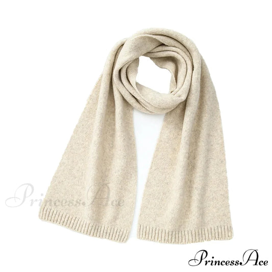 Wool Blend Solid Knitted Minimalist Imitation Cashmere Scarf Light khaki / L183CM W25CM