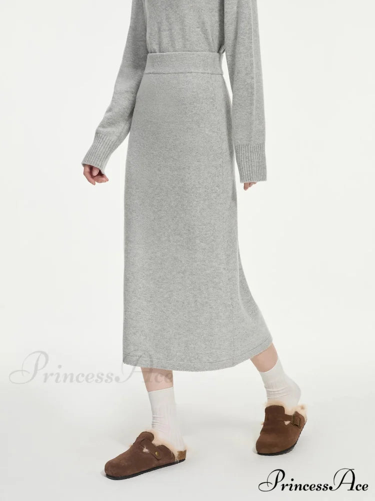 Wool Charcoal Turtleneck Jumper Skirt Jumper Gray Skirt / XS swraters-241228