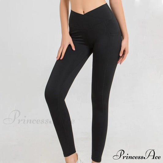 Workout Yoga Pants Sport Running Tights Black / S