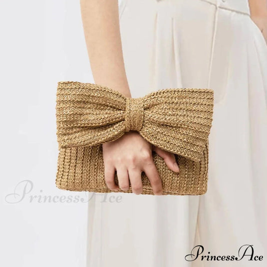 Woven Bow Purse Wristlet Khaki wristlet-250126