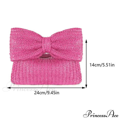 Woven Bow Purse Wristlet Rose Red wristlet-250126